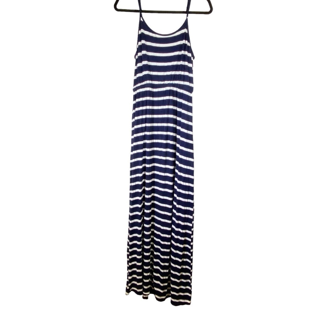 5th & Love women's size Medium Navy White Stripe Spaghetti Strap Maxi dress - Picture 4 of 5